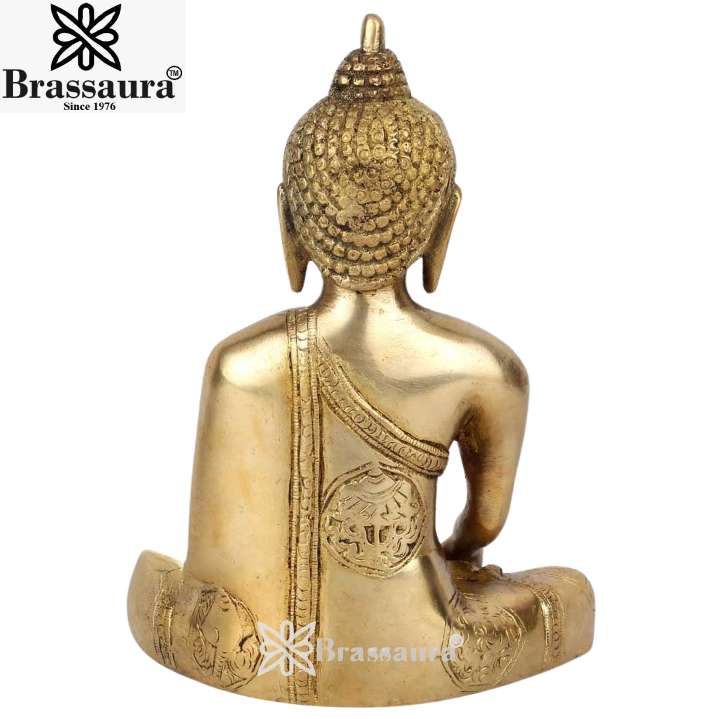 Brass Bhumisprasa Royal Golden Buddha Weight 1.9 kg & Height 8 Inch