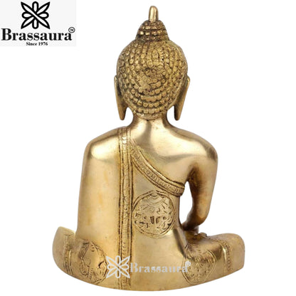 Brass Bhumisprasa Royal Golden Buddha Weight 1.9 kg & Height 8 Inch