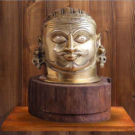 Brass Shiva Mukhlingam Statue Weight 2.1 Kg And Height 5.5 Inch