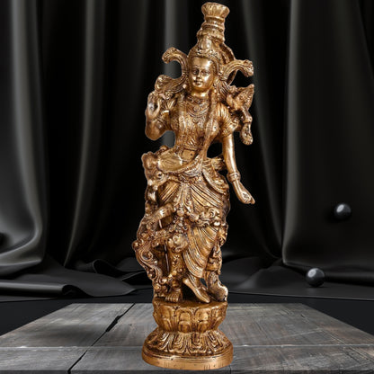 Brass Krishna Murti Weight 3.4 Kg And Height 14 Inch