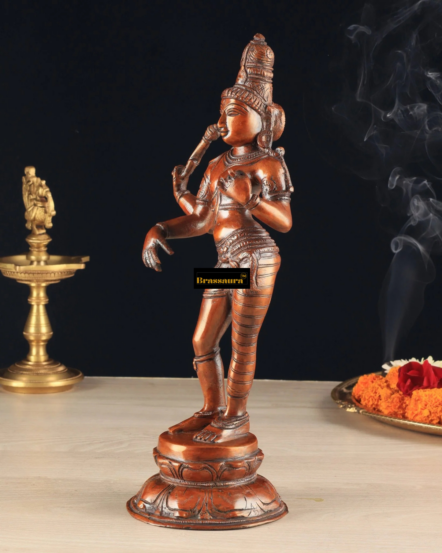 Brassaura™ Pure Brass Ardhanarishwara Idol – 12.5 Inch Height, 3.170 Kg Weight – Vintage Crafted Sculpture
