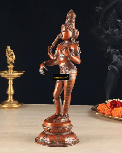 Brassaura™ Pure Brass Ardhanarishwara Idol – 12.5 Inch Height, 3.170 Kg Weight – Vintage Crafted Sculpture