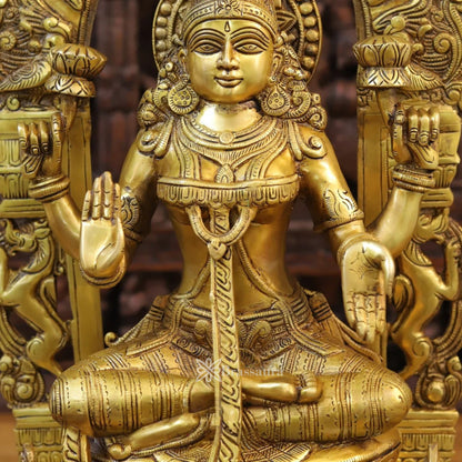 Brassaura™ Handcrafted Brass Laxmi Ganesha Saraswati Murti – Height 24 Inches & Weight 71.64 Kgs | Puja Room Idol