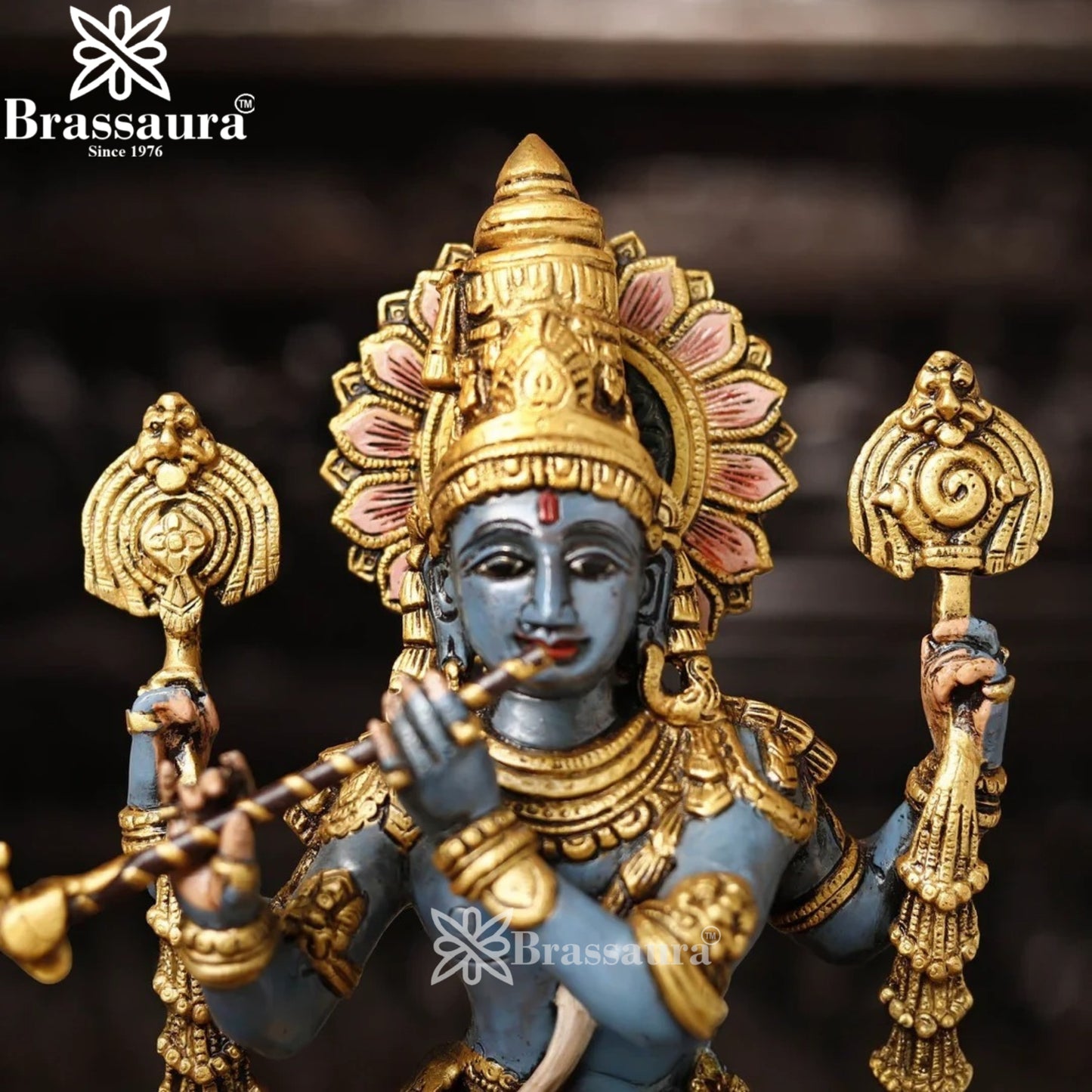 Brass Krishna Murti Weight 9.91 Kg And Height 19 Inch