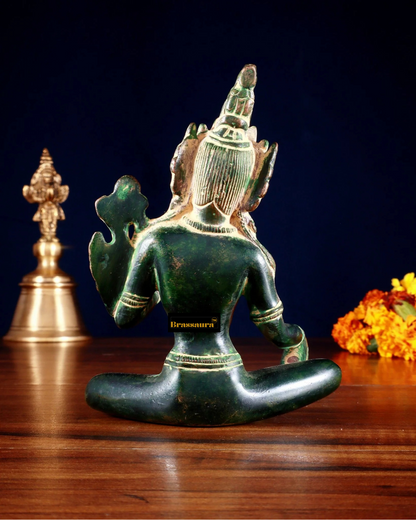 Brassaura™ Green Tara Idol – Height 5.5 Inches | Weight 0.975 Kgs | Agate Green Stone & Sand Finish