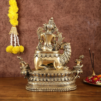 Brassaura™ Brass Tara Devi Idol Seated on Lion – Height 16 Inches | Weight 14 Kgs | Home & Temple Decor