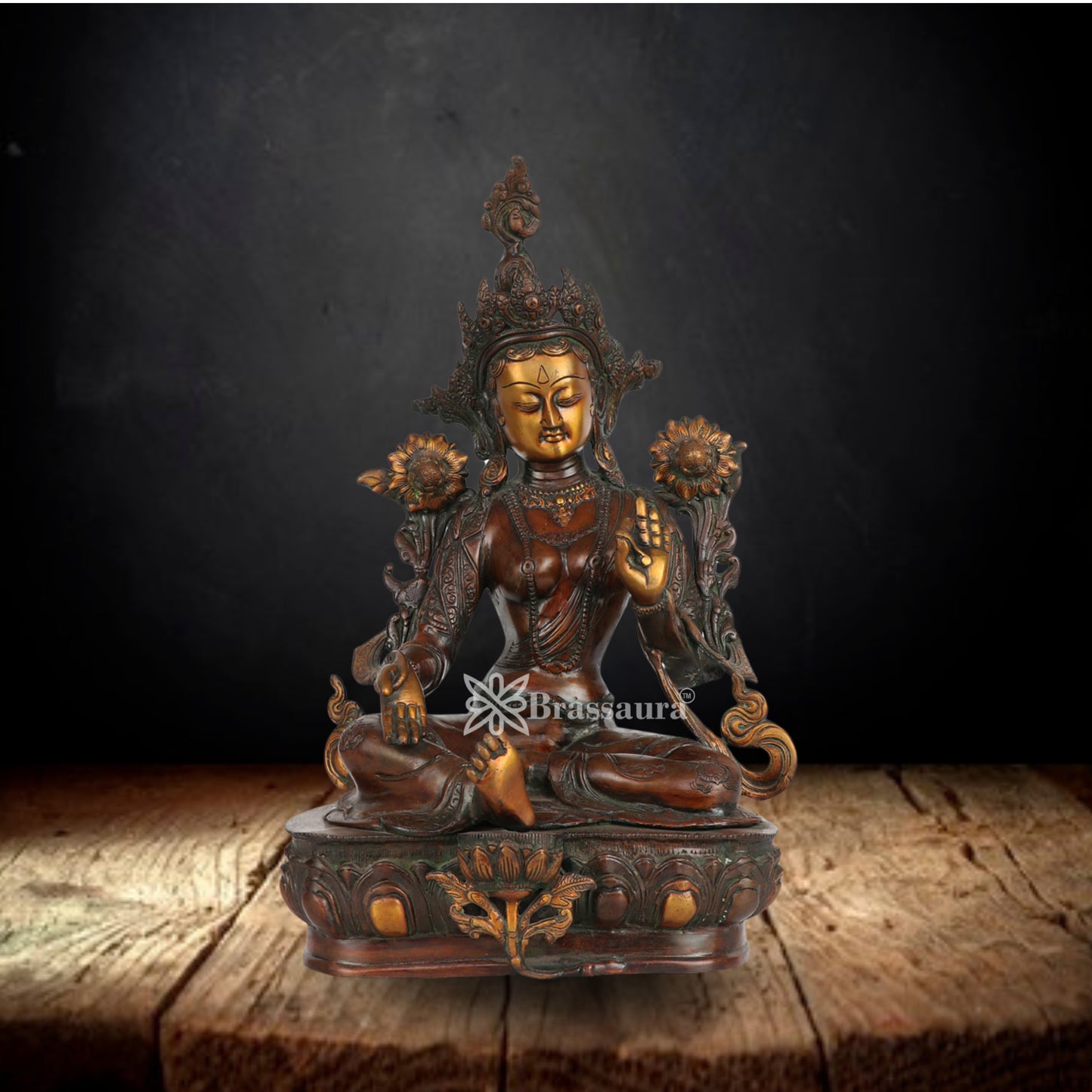 Brass Antique Tara Statue Weight 9.2 Kg And Height 19 Inch