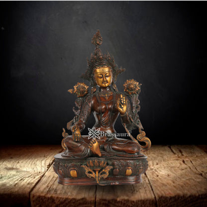 Brass Antique Tara Statue Weight 9.2 Kg And Height 19 Inch