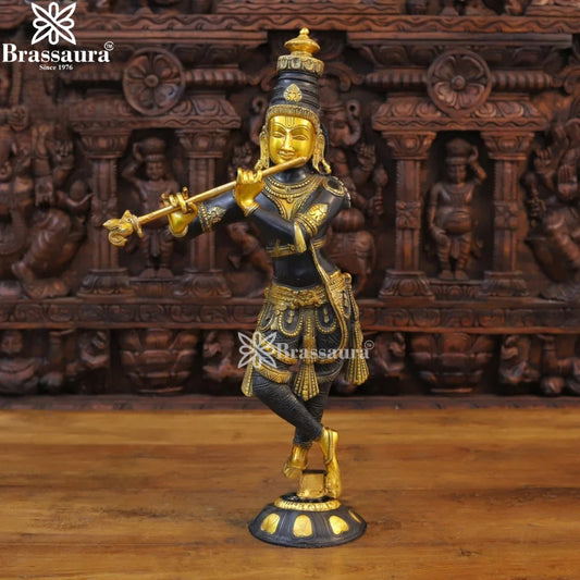 Brass Krishna Murti Weight 9.46 Kg And Height 23 Inch