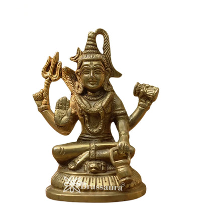 Brassaura™ Brass Shiva Statue – Height 5.25 Inches & Weight 1 Kgs | Temple & Home Mandir Idol