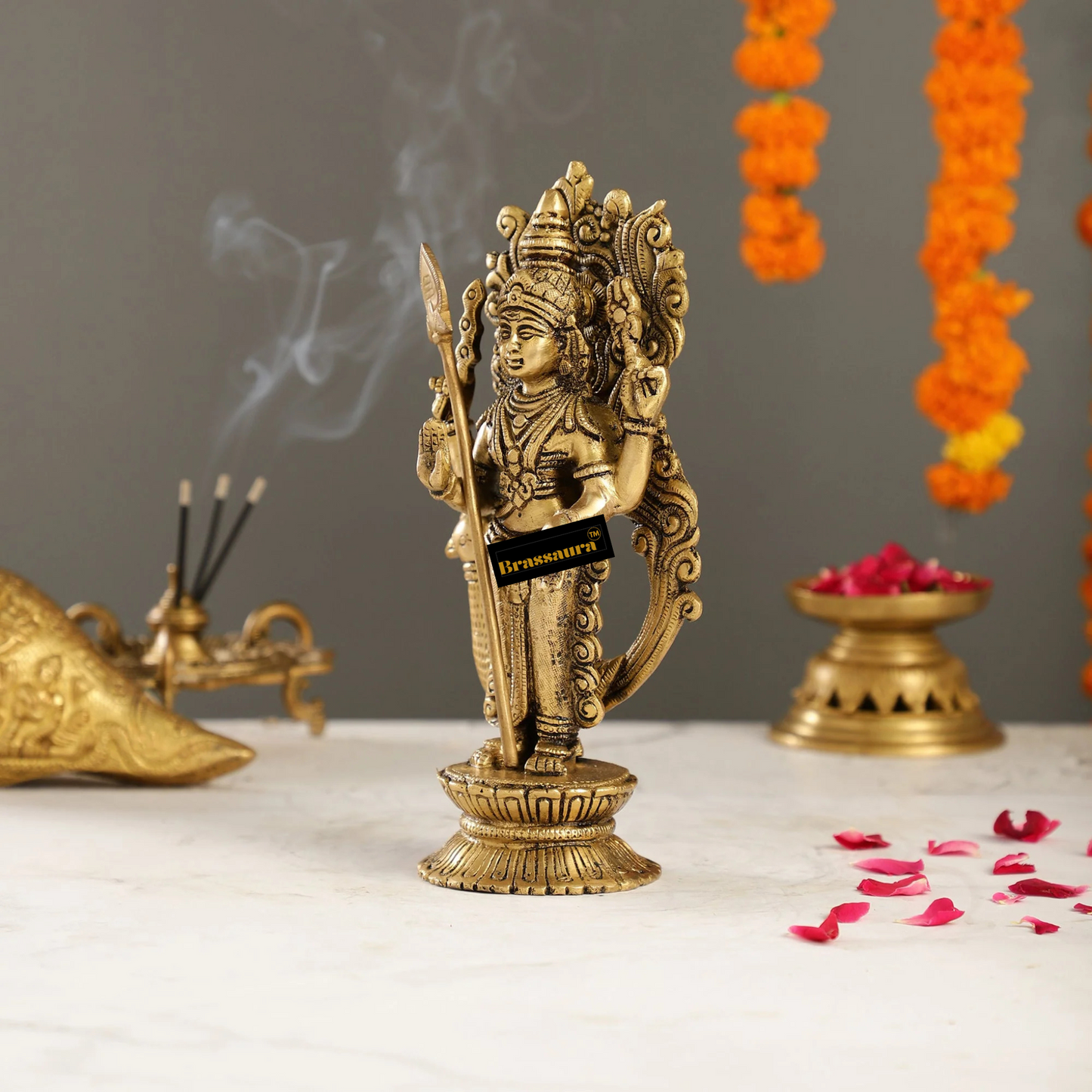 Brassaura™ Divine Brass Statue – 10 Inches Height, 2.3 Kgs – Spiritual Devotion & Elegance