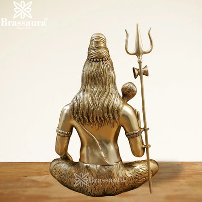 Brassaura™ Artistic Small Brass Shiva Idol – Height 19 Inches & Weight 11.7 Kgs | Devotional Statue