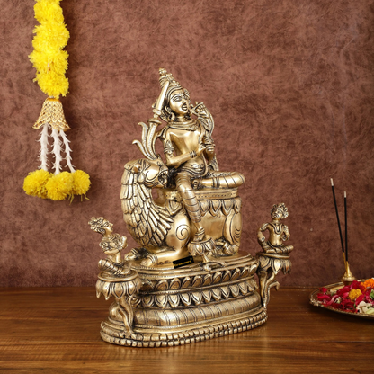 Brassaura™ Brass Tara Devi Idol Seated on Lion – Height 16 Inches | Weight 14 Kgs | Home & Temple Decor