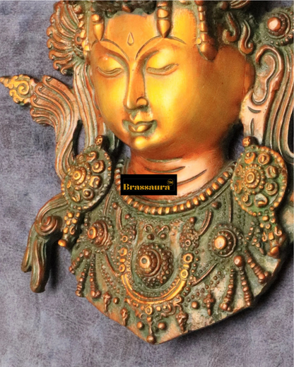 Brassaura™ Antique Dual-Tone Brass Tara Wall Hanging – Height 10.5 Inches | Weight 1.5 Kgs