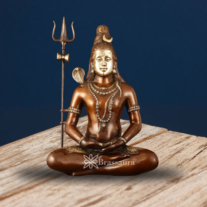 Brassaura™ Brass Lord Shiva Murti – Height 20 Inches & Weight 12 Kgs | Sacred Home Décor