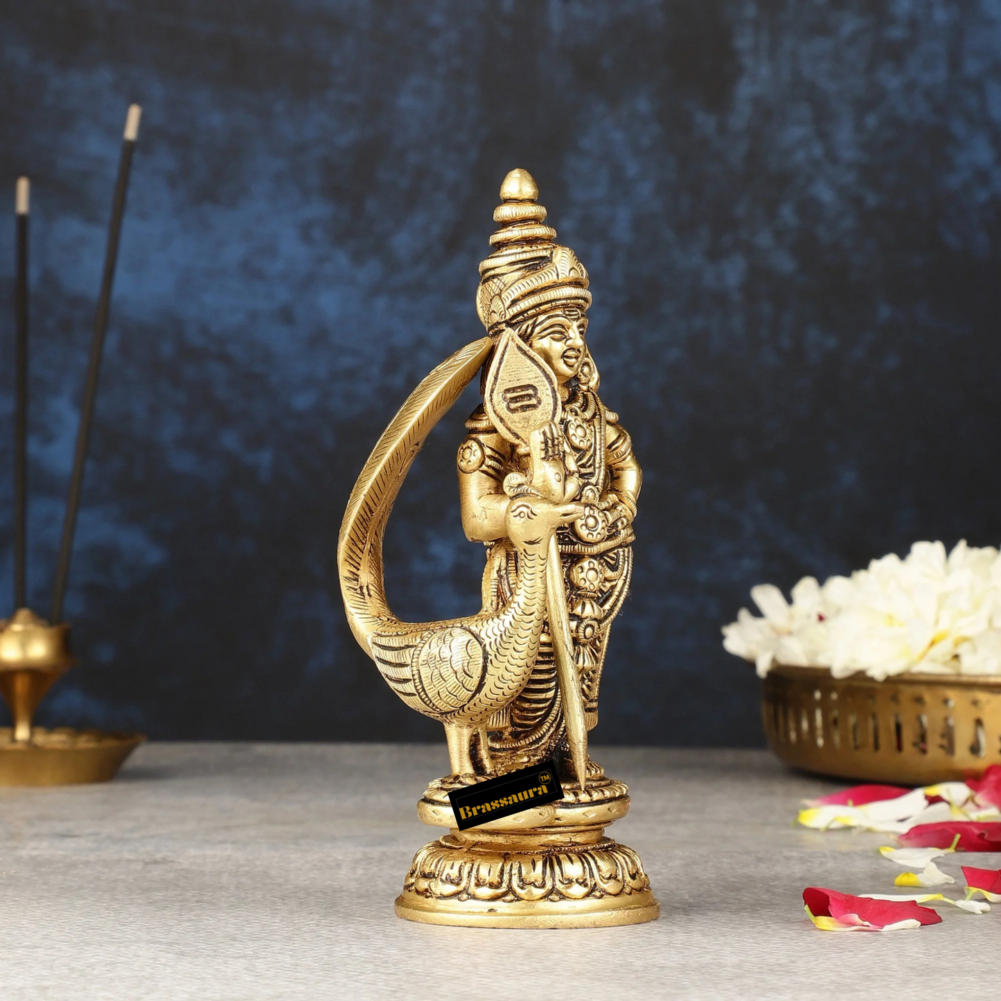 Brassaura™ Pure Brass Balmurugan Idol – 6 Inches Height, 780 Grams – Handcrafted Spiritual Statue