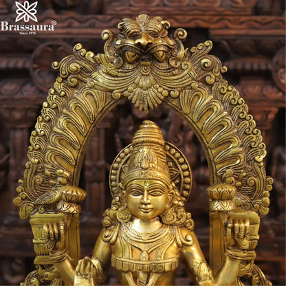 Brassaura™ Handcrafted Brass Laxmi Ganesha Saraswati Murti – Height 24 Inches & Weight 71.64 Kgs | Puja Room Idol