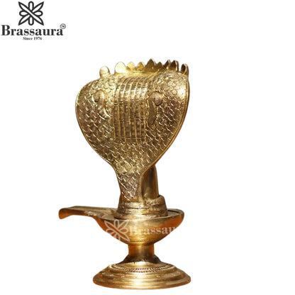 Brass Shivling With Naagraaj Statue Weight 2 Kg And Height 8.5 Inch