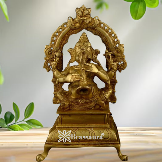 Brass Music Ganesha play shehnai Statue Weight 1.98 Kg And Height 7.8 Inch