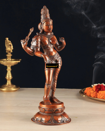 Brassaura™ Pure Brass Ardhanarishwara Idol – 12.5 Inch Height, 3.170 Kg Weight – Vintage Crafted Sculpture