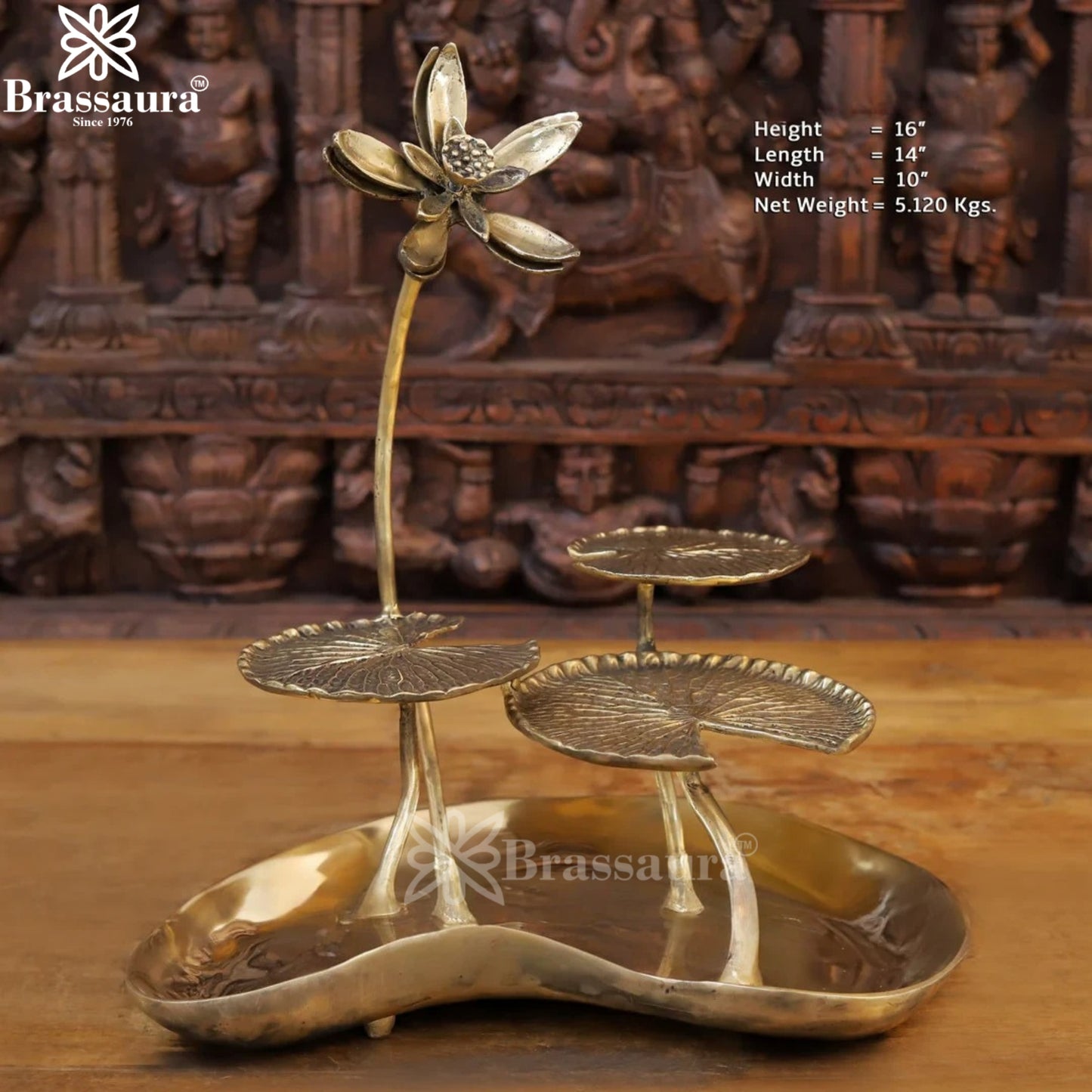 Brass Flower Urli Statue Weight 5.12 Kg And Height 16 Inch