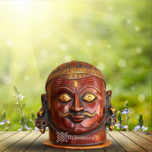 Brass Shiva Mukhlingam Statue Weight 2.1 Kg And Height 5.5 Inch
