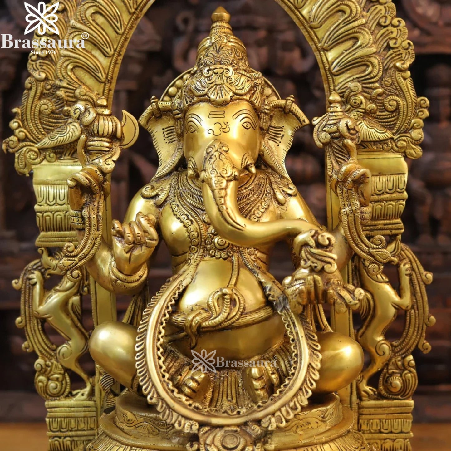 Brassaura™ Handcrafted Brass Laxmi Ganesha Saraswati Murti – Height 24 Inches & Weight 71.64 Kgs | Puja Room Idol