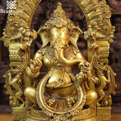 Brassaura™ Handcrafted Brass Laxmi Ganesha Saraswati Murti – Height 24 Inches & Weight 71.64 Kgs | Puja Room Idol