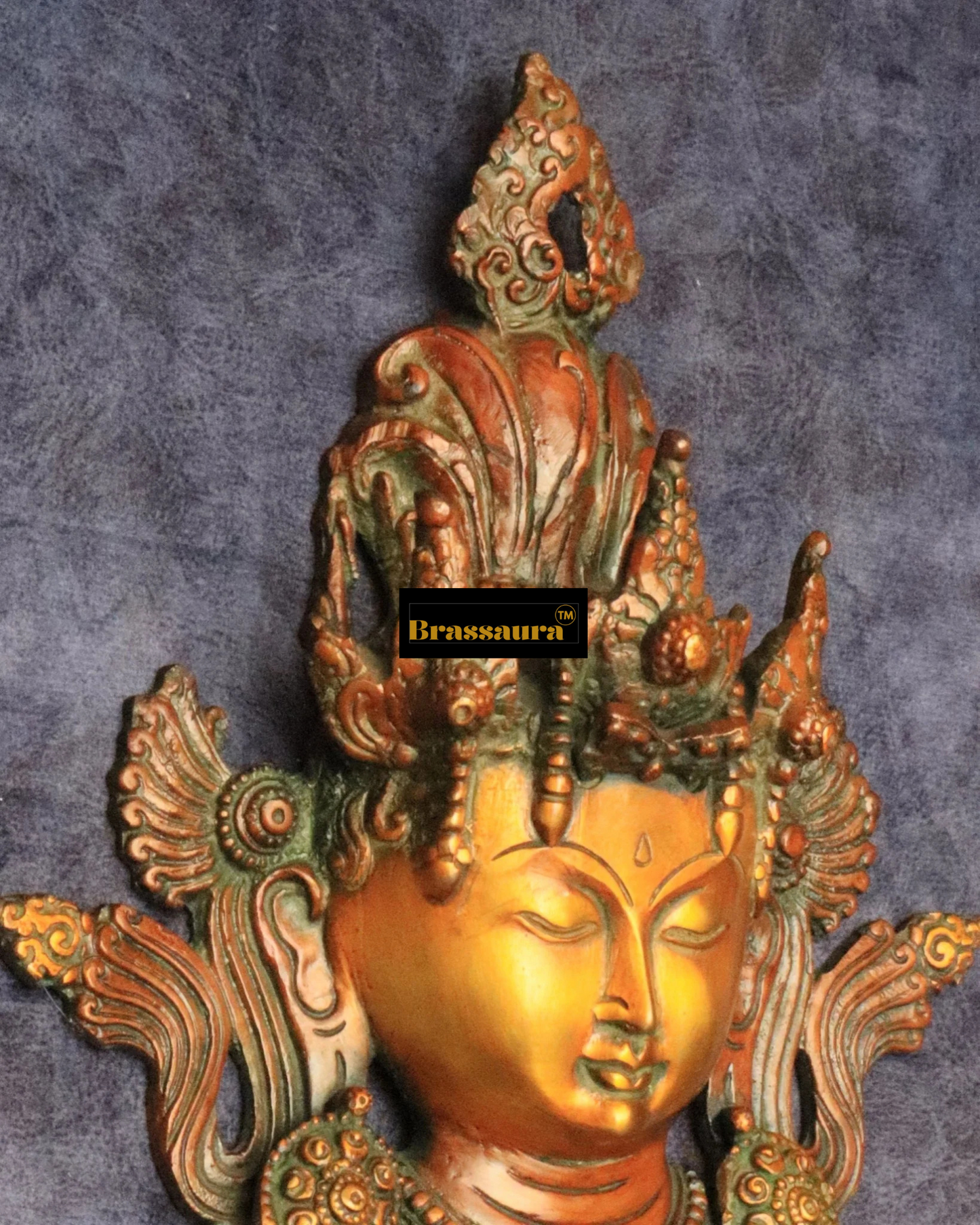 Brassaura™ Antique Dual-Tone Brass Tara Wall Hanging – Height 10.5 Inches | Weight 1.5 Kgs