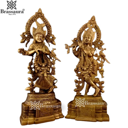 Brass Radha Krishna Murti Weight 7.2 Kg And Height 14 Inch