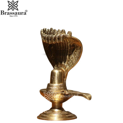 Brass Shivling With Naagraaj Statue Weight 2 Kg And Height 8.5 Inch