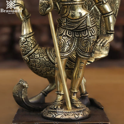 Brass Murugan With Peacock Statue Weight 4.46 Kg And Height 12 Inch