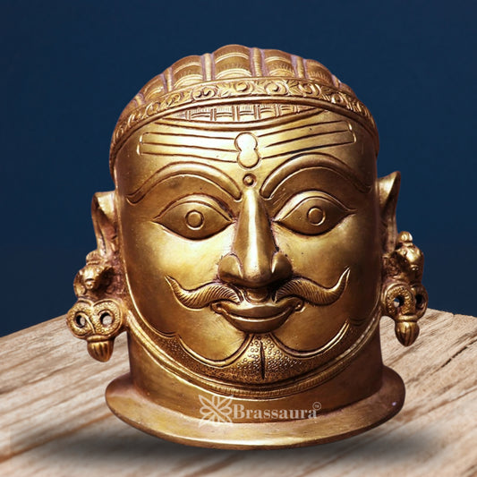 Brass Shiva Mukhlingam Statue Weight 2.1 Kg And Height 5.5 Inch