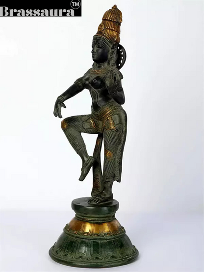 Brassaura™ Dancing Apsara Brass Statue – Height 17.32 inches | Weight 4.72 kgs