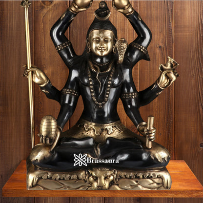 Brassaura™ Traditional Brass Lord Shiva Murti – Height 30 & Weight 48 Kgs | Sacred Home Accent