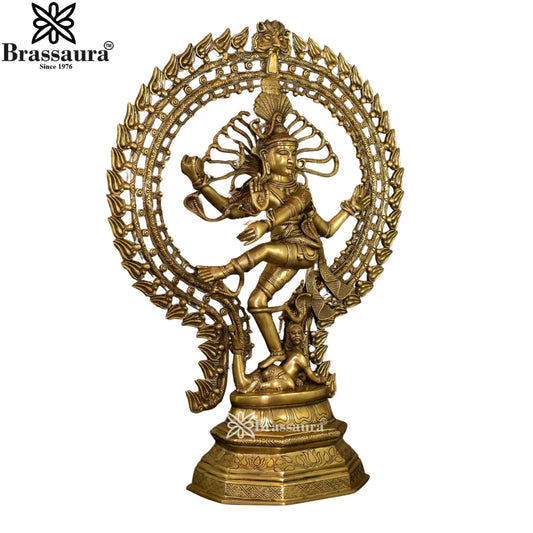 Brassaura™ Brass Nataraja Statue | Antique Yellow Finish | Height 30 Inches & Weight 22 Kgs
