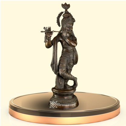 Brass Antique Krishna Murti Weight 23 Kg And Height 35.5 Inch