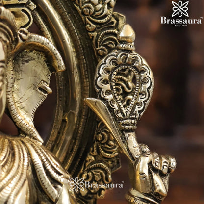 Brass Ganesha On Rat Weight 14.3 Kg & Height 16.5 Inch