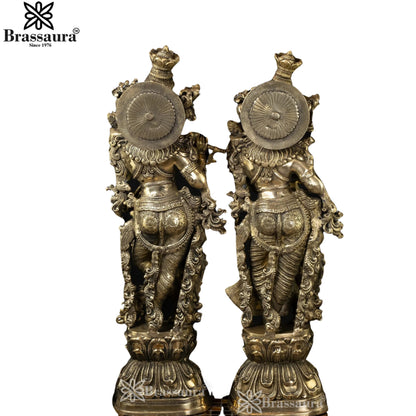 Brass Antique Radha Krishna Weight 31.6 Kg And Height 29 Inch
