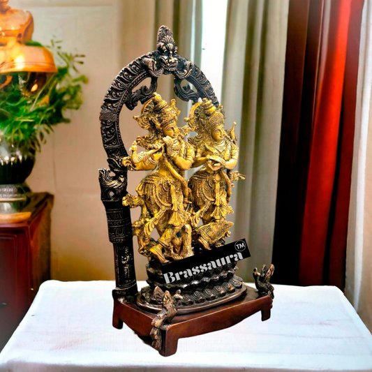 Brassaura™ Brass Radha-Krishna Idol – Height 17.5 Inches & Weight 10 Kgs | Spiritual Home Décor