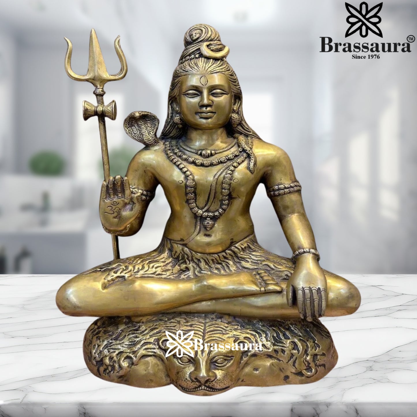 Brassaura™ Decorative Brass Shiva Statue – Height 23 Inches & Weight 17.5 Kgs | Spiritual Idol for Home Décor