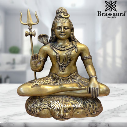 Brassaura™ Decorative Brass Shiva Statue – Height 23 Inches & Weight 17.5 Kgs | Spiritual Idol for Home Décor