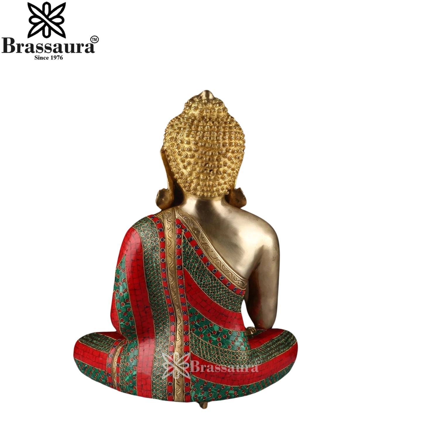 Brass Blessing Gem Stone Work Buddha Weight 18.2 kg & Height 20 Inch