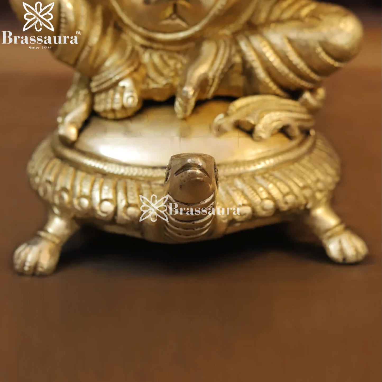 Brass Ganesha On Turtle Weight 7.46 Kg & Height 13 Inch