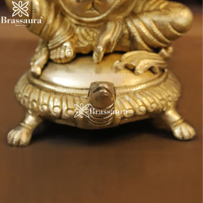 Brass Ganesha On Turtle Weight 7.46 Kg & Height 13 Inch