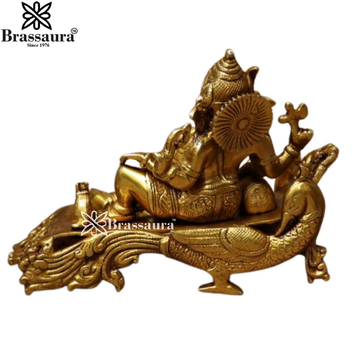 Brass Relaxing Ganesha Statue Weight 4.3 Kg & Height 7.5 Inch