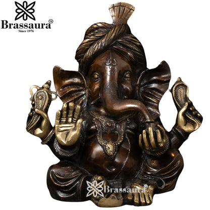 Brass Turban Ganesha Statue Weight 13.5 Kg And Height 13.5 Inch