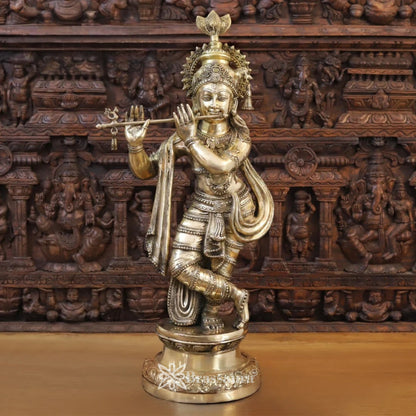 Brass Krishna Murti Weight 23.52 Kg And Height 36.5 Inch