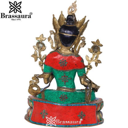Brass Gem Stone Work Tara Weight 38 Kg & Height 33  Inch