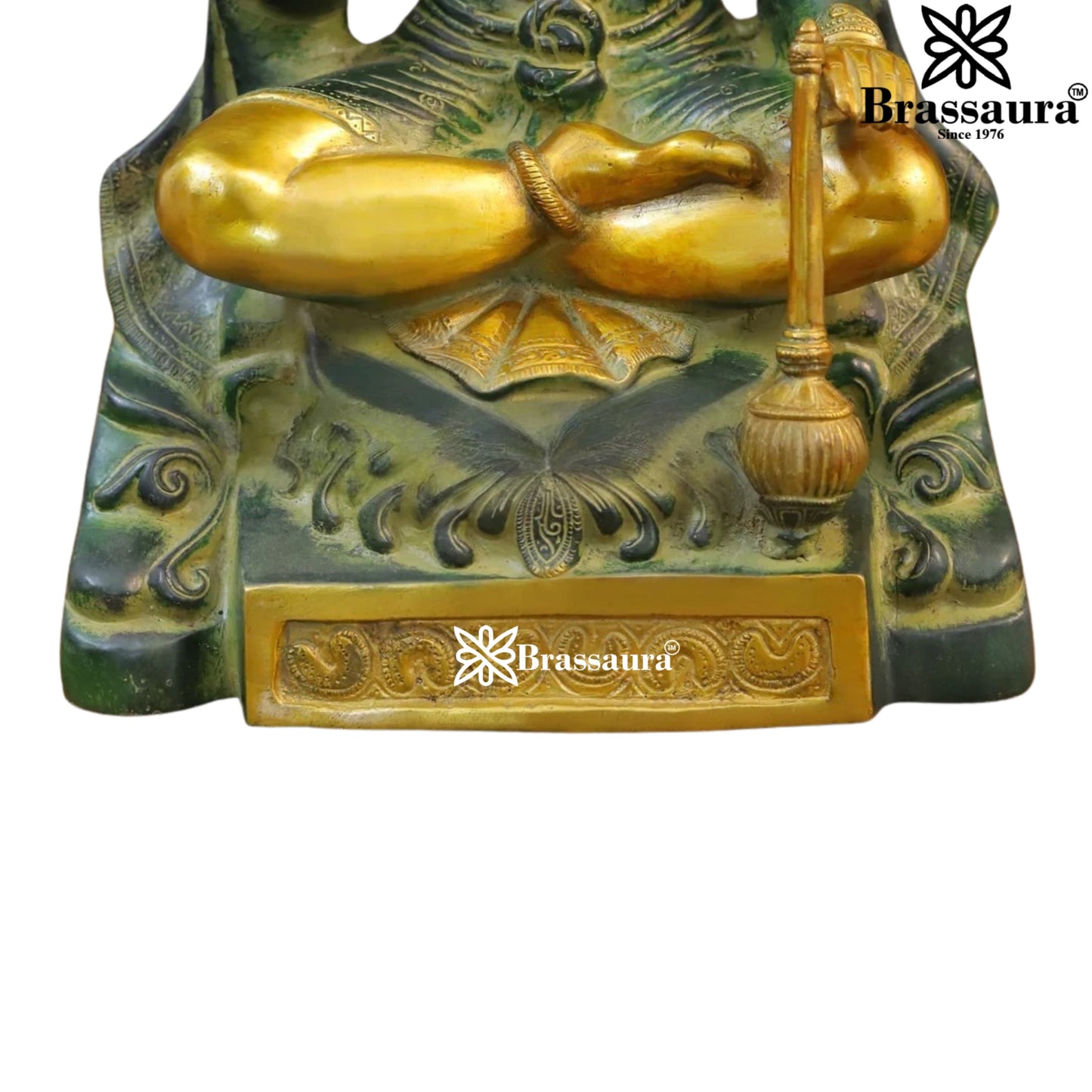 Brass Green Patina Hanuman Statue Weight 14 Kg And Height 17.5 Inch